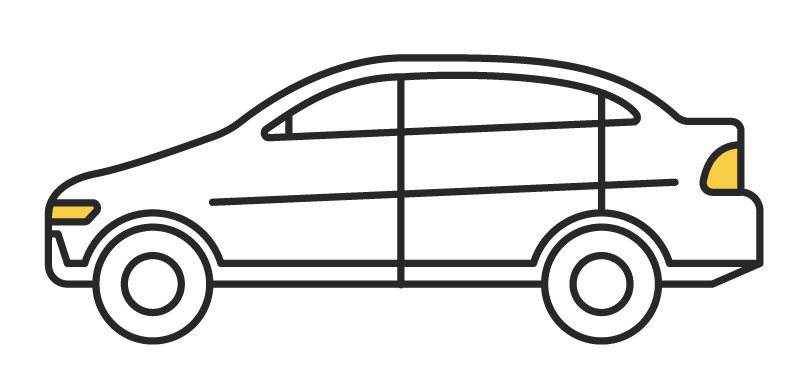 white hatchback icon with black details